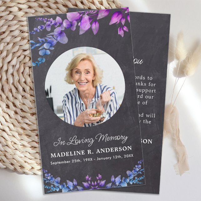 Rustic Memorial Photo Botanical Funeral Thank You Card (Creator Uploaded)