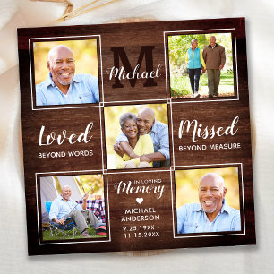 Rustic Memorial Photo Collage Keepsake Funeral Thank You Card