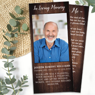 Rustic Memorial Poem Photo Funeral Prayer Card