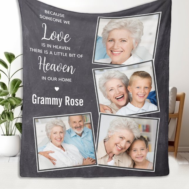 Rustic Memorial Remembrance Photo Collage Fleece Blanket (Creator Uploaded)