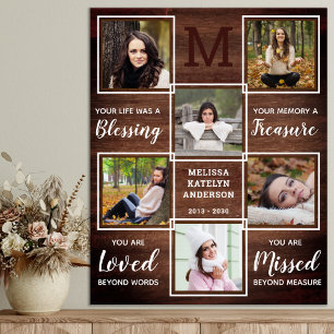 Rustic Memorial Remembrance Photo Keepsake Funeral Poster