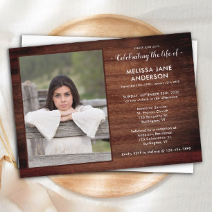 Rustic Memorial Service Celebration Of Life Photo  Invitation