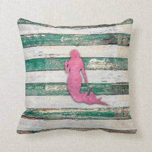 Rustic Mermaid (Pink & Green) Cushion
