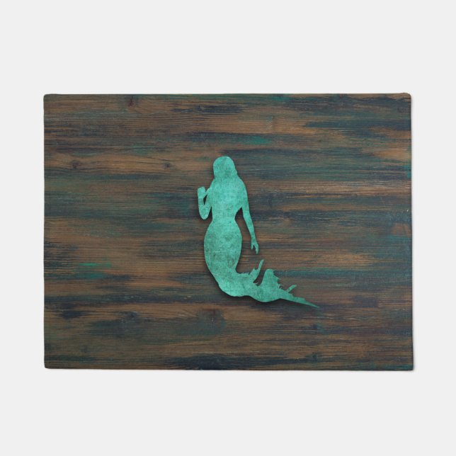 Rustic Mermaid (Teal) Doormat (Front)