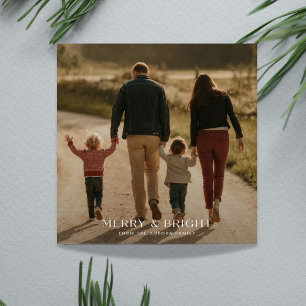 Rustic Merry & Bright Family Photo Christmas Card