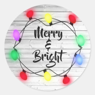 Rustic "Merry & Bright" Holiday Christmas Stickers