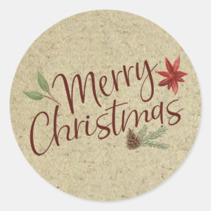 Rustic Merry Christmas Envelope Seals