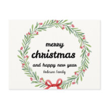 Rustic Merry Christmas Happy New Year Family Name 
