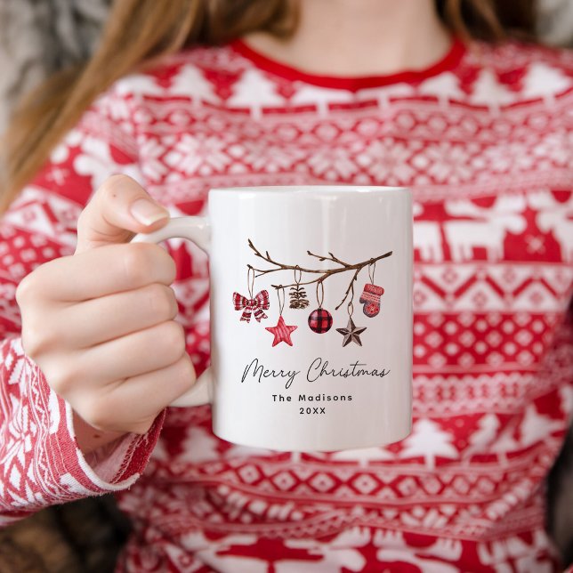 Rustic Merry Christmas Ornaments branch Coffee Mug (Creator Uploaded)