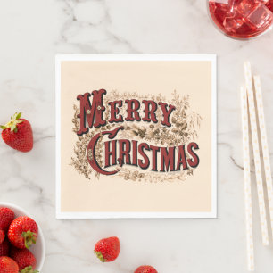 Rustic Merry Christmas Paper Plates Napkin