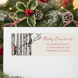 Rustic Merry Christmas Red Cardinal Return Address Label