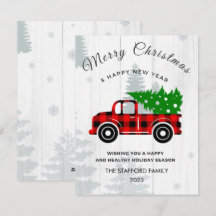Rustic Merry Christmas Tree Vintage Red Truck Farm