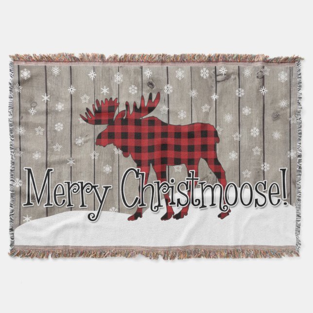 Rustic Merry Christmoose! Throw Blanket (Front)