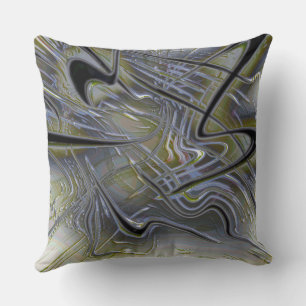 Rustic messy traces on a soft yellowish green grey cushion