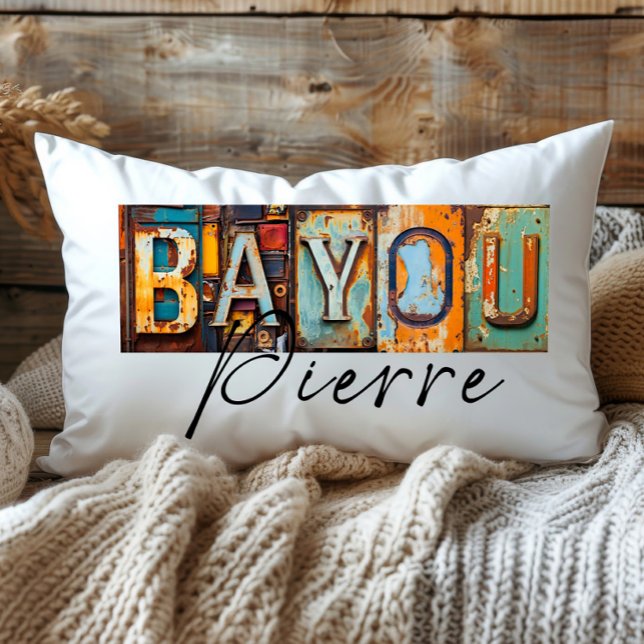 Rustic Metal Bayou Pierre Louisiana State Lumbar Cushion (Creator Uploaded)