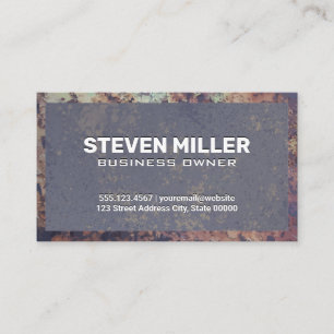 Rustic Metal Border Old Blue Texture Business Card