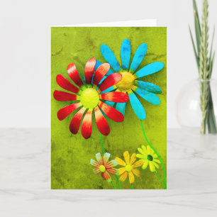 Rustic Metal Garden Flowers Card