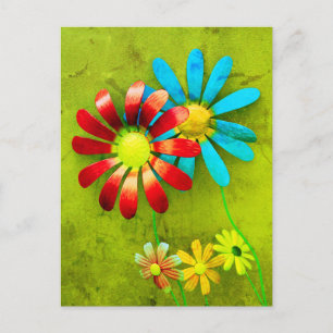 Rustic Metal Garden Flowers Postcard
