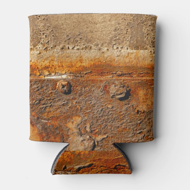Rustic Metal: Heavy Textured Background Can Cooler (Front)