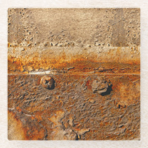 Rustic Metal: Heavy Textured Background Glass Coaster