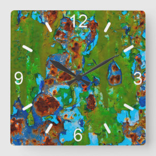 Rustic Metal Peeling Paint Grunge - dial-plate Square Wall Clock