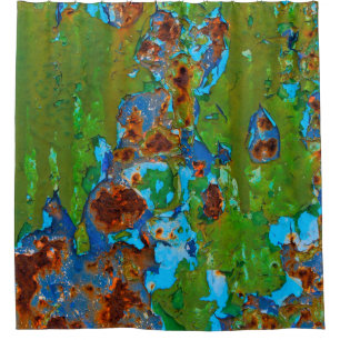 Rustic Metal Peeling Paint Grunge Vintage, Tub Shower Curtain