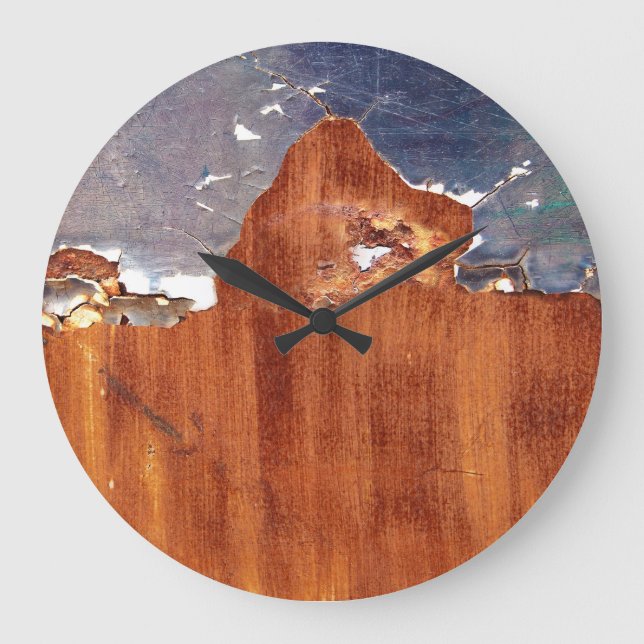 Rustic Metal: Vintage Iron Texture. Large Clock (Front)