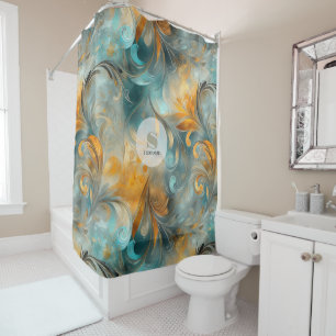 Rustic Metallic Paisley Abstract -Vintage-Inspired Shower Curtain