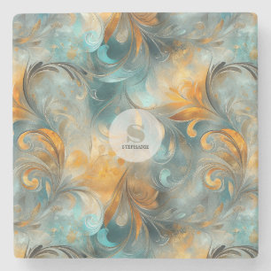 Rustic Metallic Paisley Abstract -Vintage-Inspired Stone Coaster