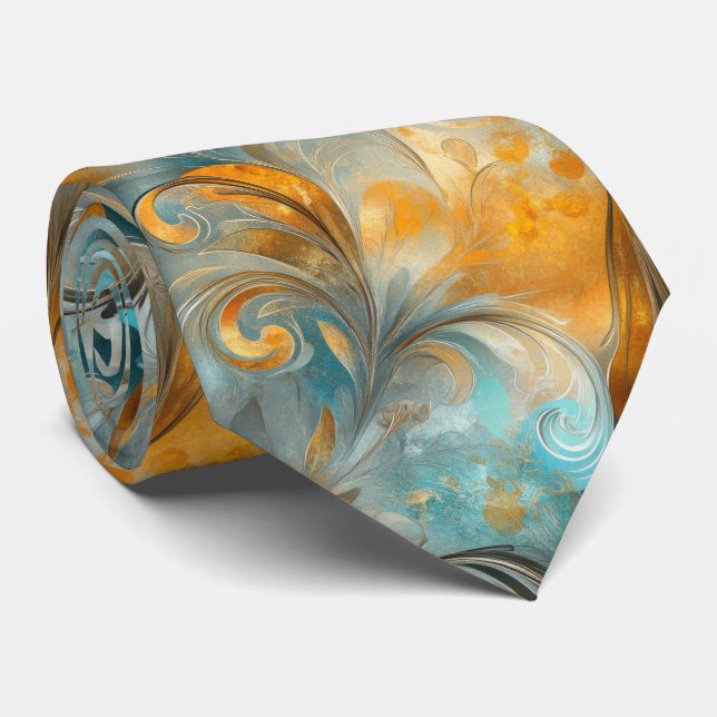 Rustic Metallic Paisley Abstract -Vintage-Inspired Tie (Rolled)