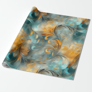 Rustic Metallic Paisley Abstract -Vintage-Inspired Wrapping Paper