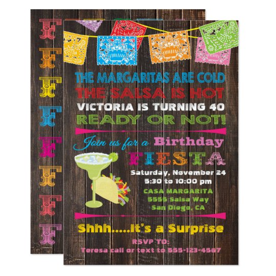 Rustic Mexican Fiesta Birthday Party Invitation