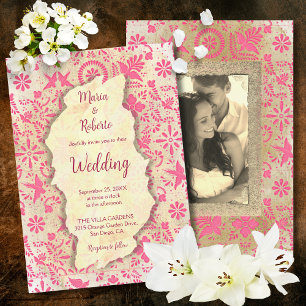 Rustic Mexican Pink Tiles Mexican Wedding Invitation