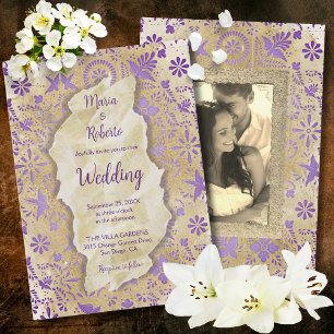 Rustic Mexican Purple Tiles Mexican Wedding Invitation