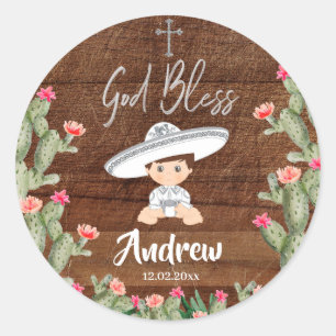 Rustic Mexican Silver Charro Baptism Sticker