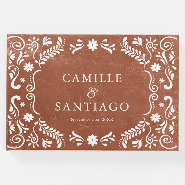 Rustic Mexican Terracotta Wedding Guest Book (Front)