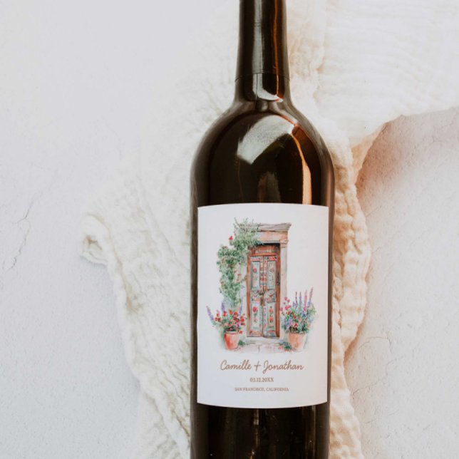 Rustic Mexico Wedding Wine Label (Rustic Mexico Themed Wedding Wine Label)