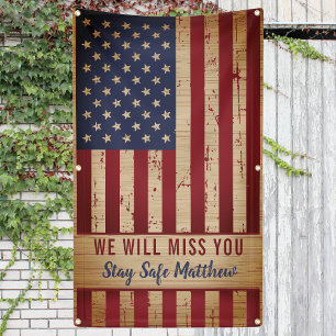 Rustic Military Going Away Party American Flag Banner