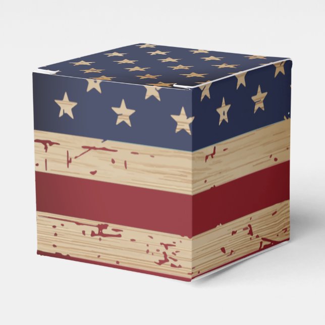Rustic Military Stars And Stripes American Flag  Favour Box (Front Side)