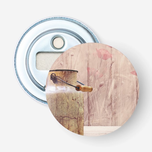 Rustic Milk Can Country Style on Wood Bottle Opener (Front)