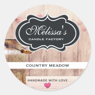 Rustic Milk Can Country Style on Wood Candle Soap Classic Round Sticker