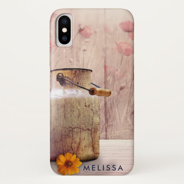 Rustic Milk Can Country Style on Wood Case-Mate iPhone Case (Back)