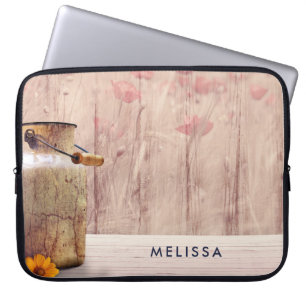 Rustic Milk Can Country Style on Wood Laptop Sleeve