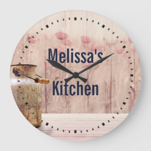 Rustic Milk Can Country Style on Wood Large Clock