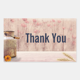 Rustic Milk Can Country Style on Wood Thank You Rectangular Sticker