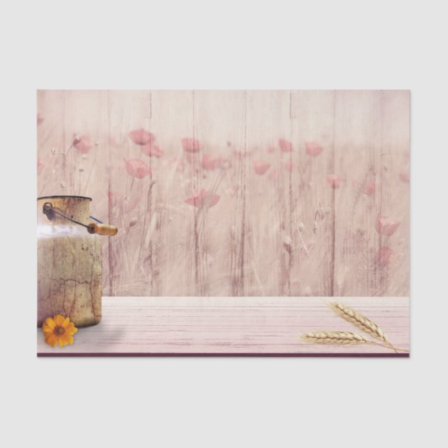 Rustic Milk Can Country Style on Wood Tissue Paper (Front)