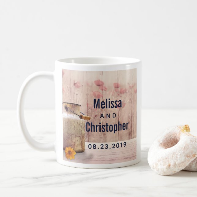 Rustic Milk Can Country Wedding Coffee Mug (With Donut)