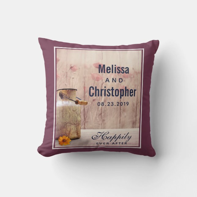 Rustic Milk Can Country Wedding Cushion (Front)