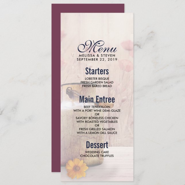Rustic Milk Can Country Wedding Menu Invitation (Front/Back)