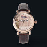 Rustic Milk Can Country Wedding Watch<br><div class="desc">Commemorative wedding watch with a rustic country theme. An old rusting milk can with a pretty orange flower by its side.  Wheat and faded red poppies in the background set against a faint wood panel. Personalise with the wedding couple's names and wedding date.</div>